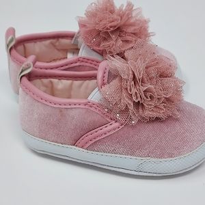 Carter's Dusty Pink Velvet 3-6mo Baby Girl Shoes